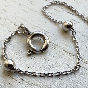 Vintage Sterling Silver Dainty Beaded Chain Necklace + Extender Minimalist